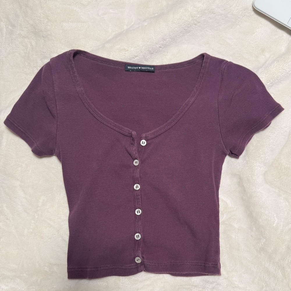 Brandy Melville Plum Button-Up Crop Top